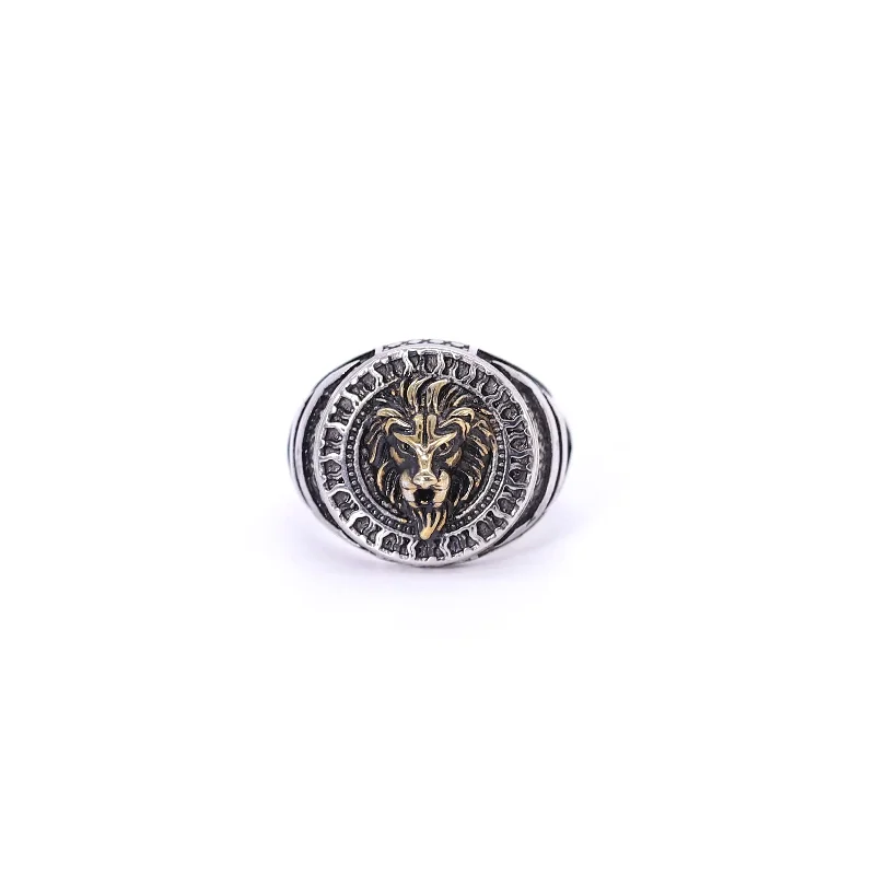 Viking Fenry Wolf Head Stainless Steel Ring Retro Lion Head Signet Nordic Celtic Odin Totem Lion King Biker Men Ring Gift