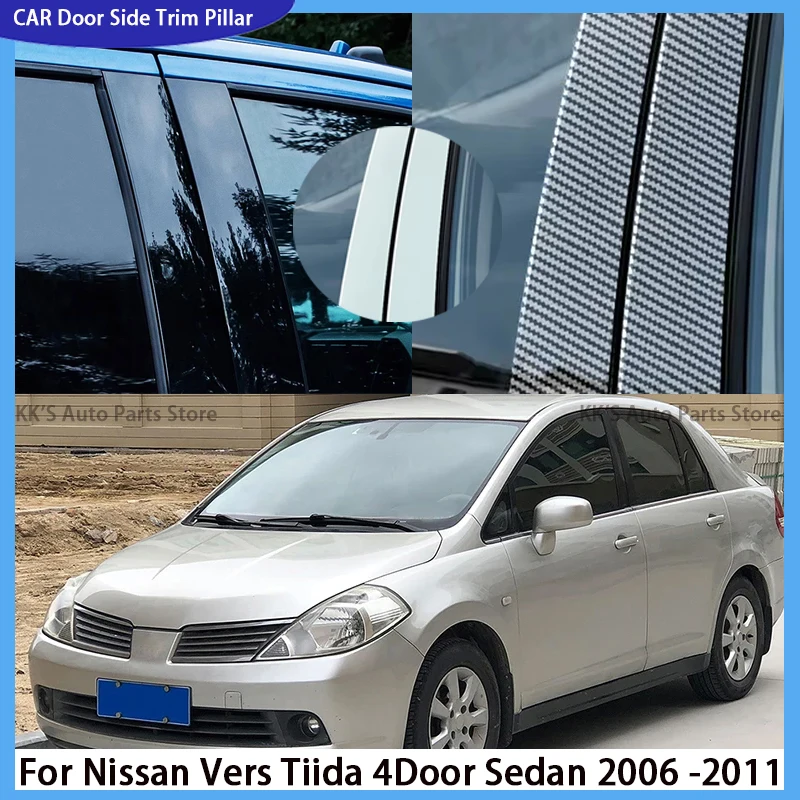 

Gloss Black Pillar Posts Cover Fit For Nissan Vers Tiida 4Door Sedan 2006 2007 2008 2009 2010 20011 Door Window Decorative Cover