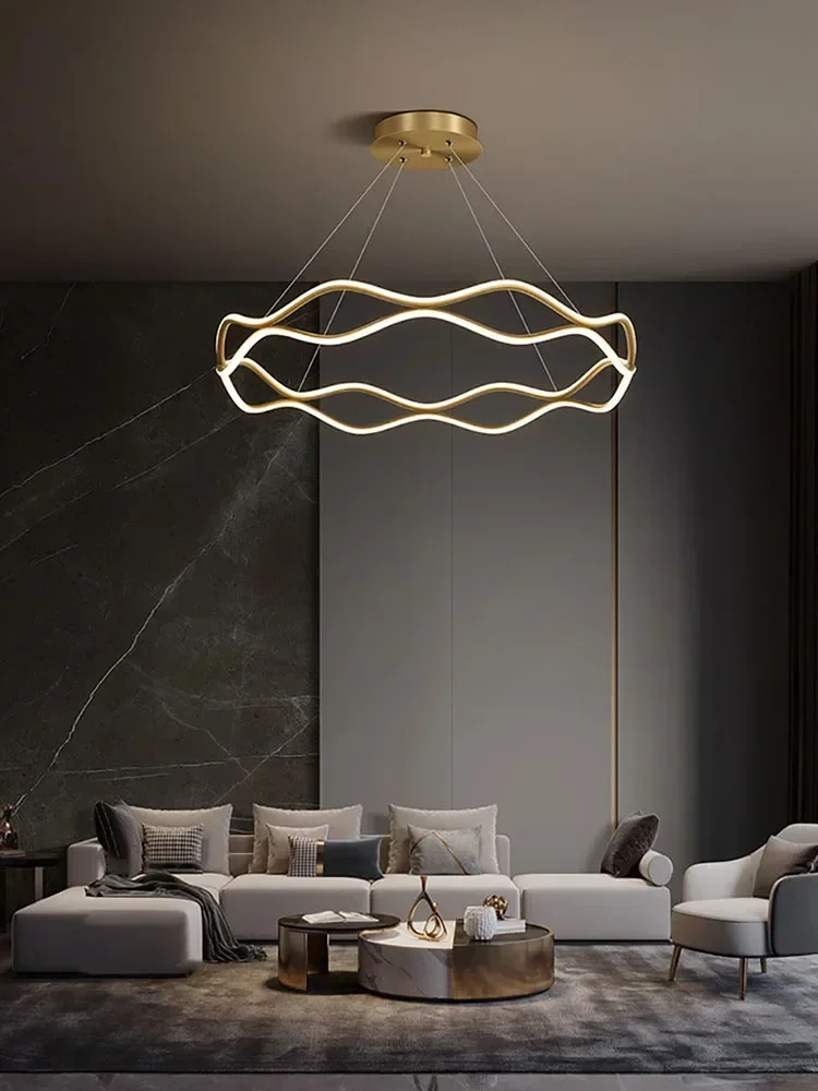 Suspension LED moderne pour chambre à coucher, salon, salle à manger, lustre, anneau de luxe, lampe frontale, décoration d\'intérieur, luminaire