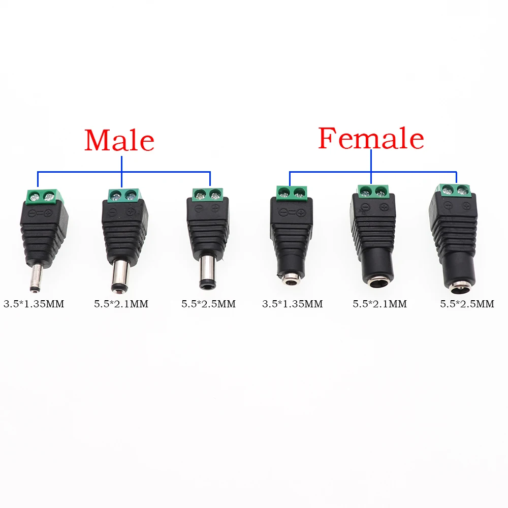 2-10Pcs 2.5mm*5.5mm DC Power Connector 2.1mm*5.5mm Plug Jack Male Female Socket for Audio Video