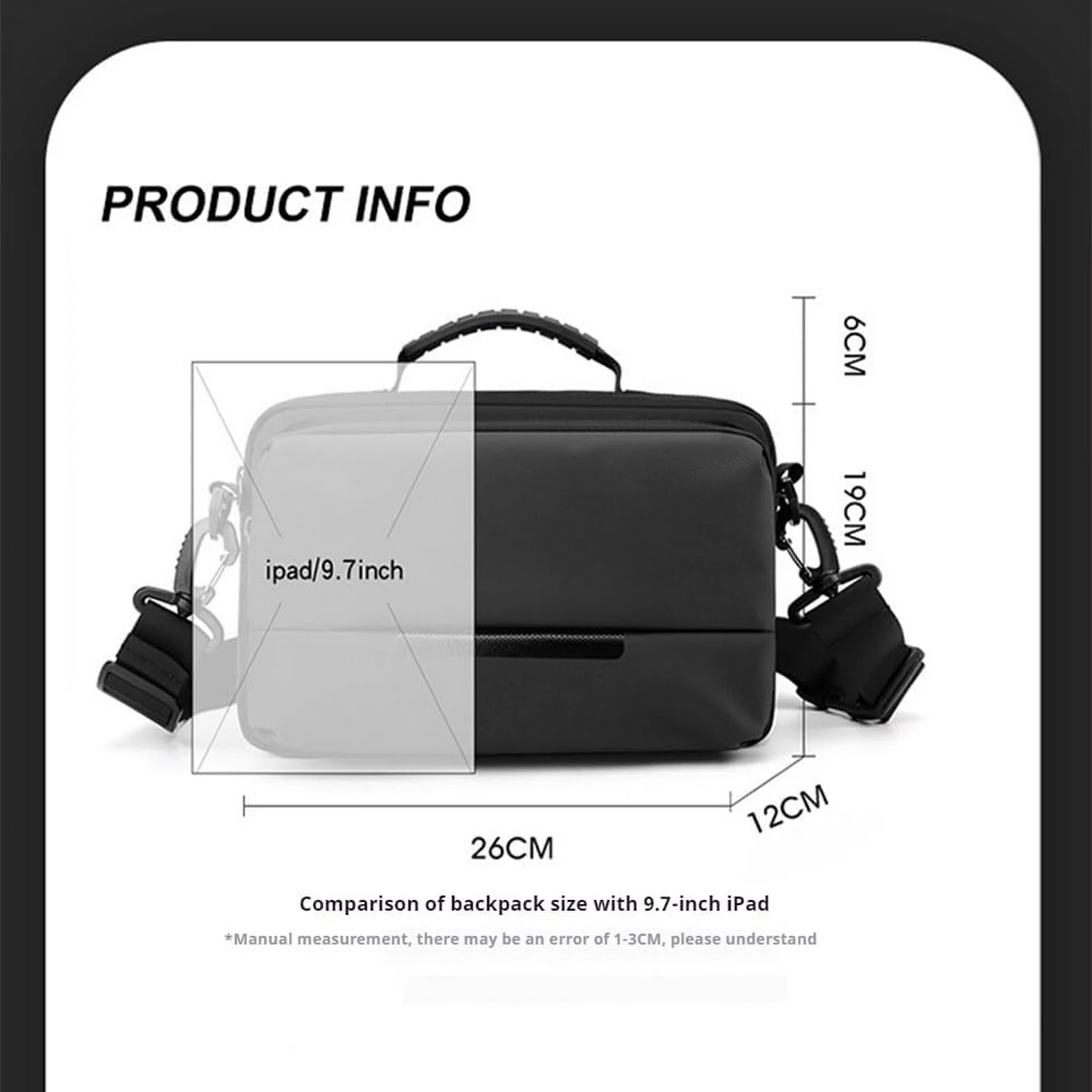 Man Casual Chest Bag Crossbody Shoulder Nylon Bag Waterproof Outdoor Sports Purse Travel Hiking Cycling with Handle Works Bag