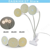 80LED 3 Head Full Spectrum Sunlight Flower Plant Grow Light Phyto Lamp Desk Clip Fitolamp Indoor Veg Growbox Greenhouse V27