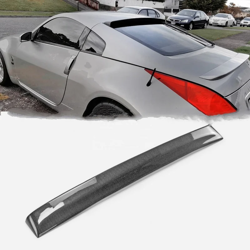 for Nissan 350Z Z33 Type Single Carbon Fiber Rear Window Roof Spoiler Fairlady 350z Brand 3M Tape Installation
