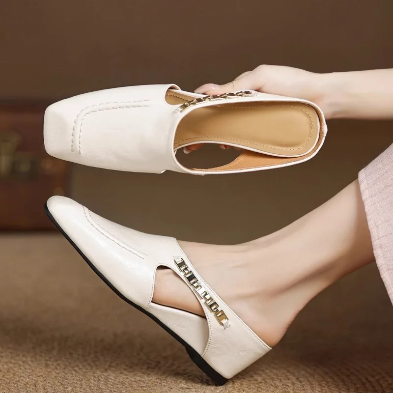 

Wedges Women Sandals High Heels Slippers Trend Mules Leather Shoes Summer 2026 Casual Walking Office Shoes Slingback Slides Lady