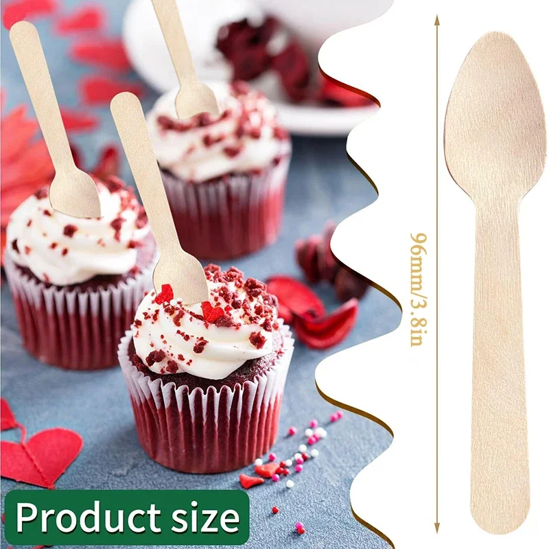 50/100Pcs Disposable Wooden Spoons, 3.8-Inch Mini Tasting Sampling Spoons, Yogurt Ice Cream Spoon