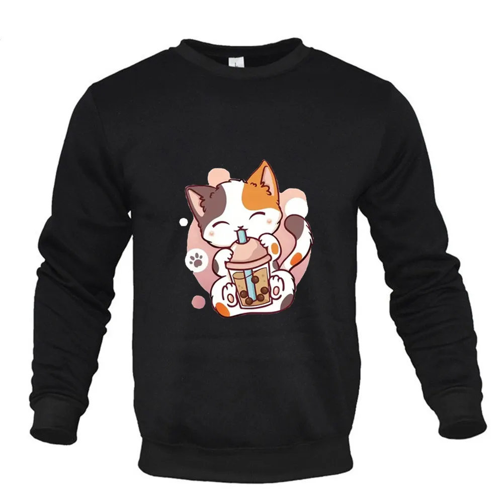 2024 New Autumn Funny Cat Cute Print Men Women Hoodie Loose Sweatshirt Long-sleeved Sportswear Fashion Streetwear Fleece Tops