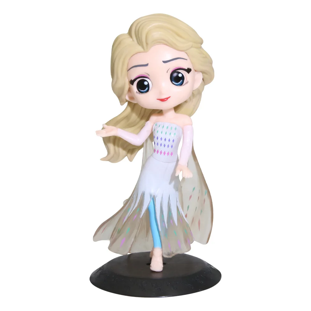 15cm Disney Q Posket Frozen Queen Princess Elsa Figurine Model Toys Cake Figure Ornament Dolls Present Home Decor Birthday Gifts