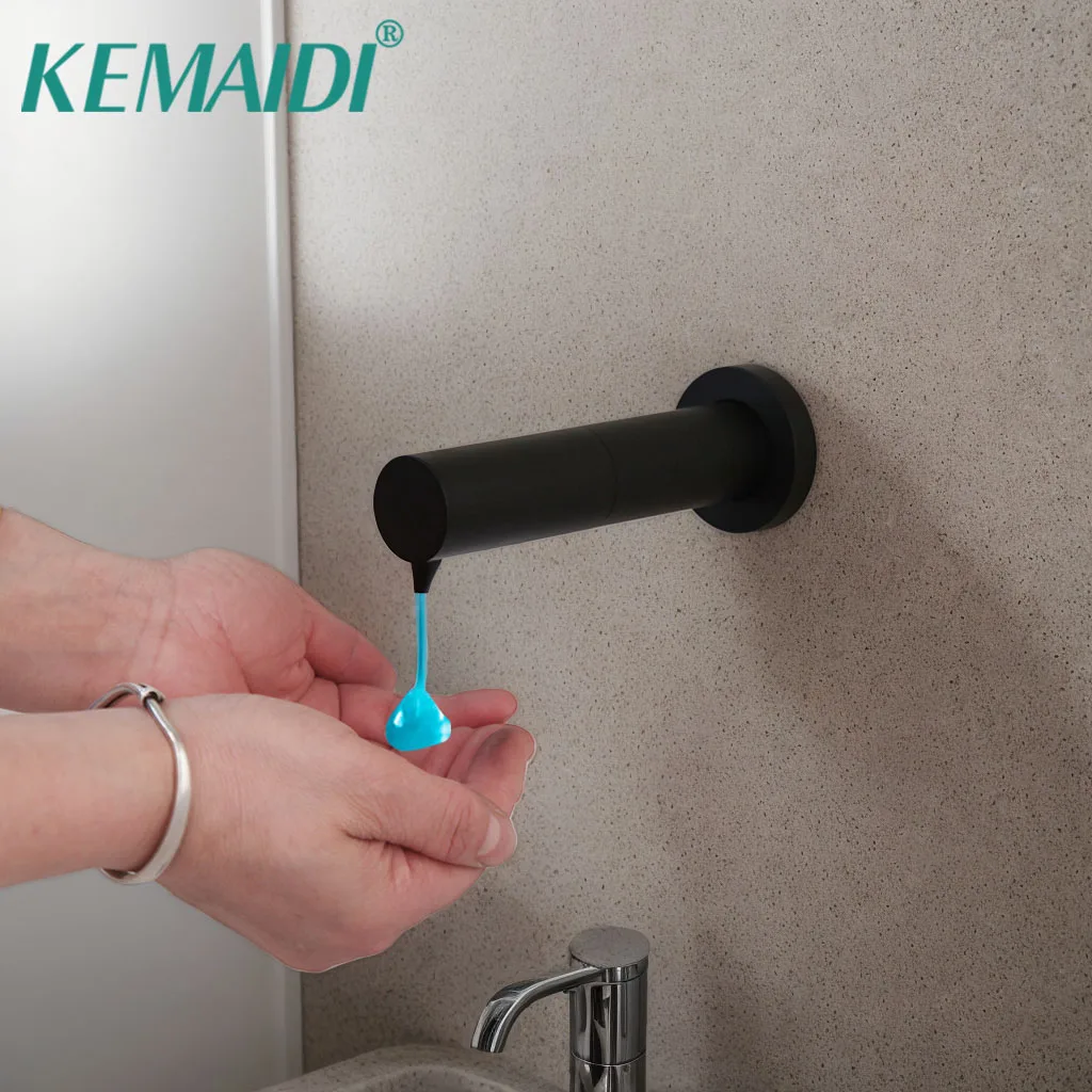 

KEMAIDI Smart Sensor Soap Dispenser Wall Mounted Automatic Liquid Dispensing, Hygienic and Convenient Black/Nickel Brushed