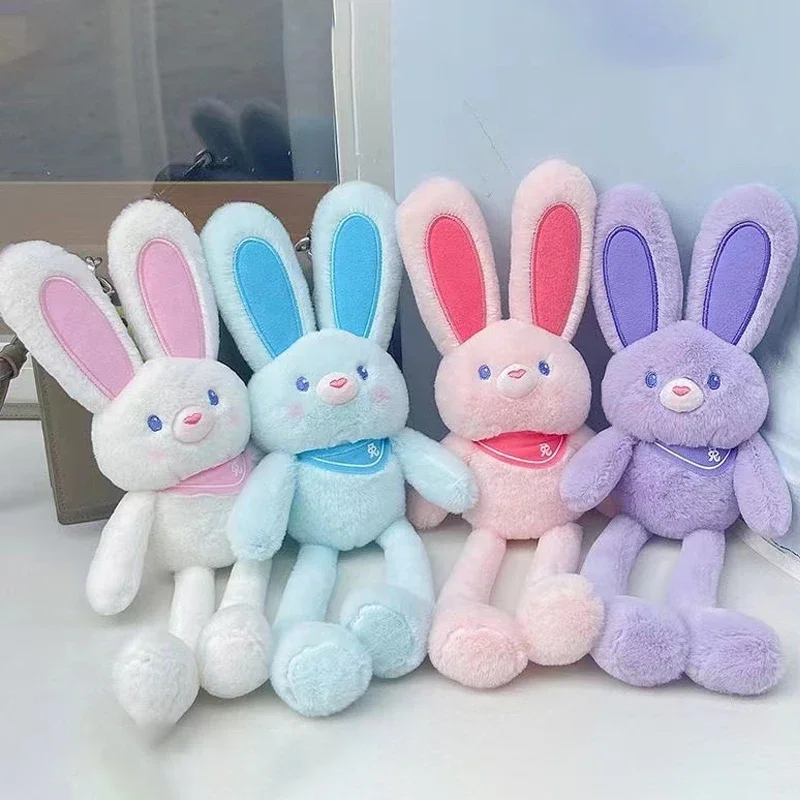 Bunny Plush Toy Pulling Ears Rabbit Stuffed Plushie Pendant Dolls Decoration Peluche Animal Keychain Birthday Christmas Gifts