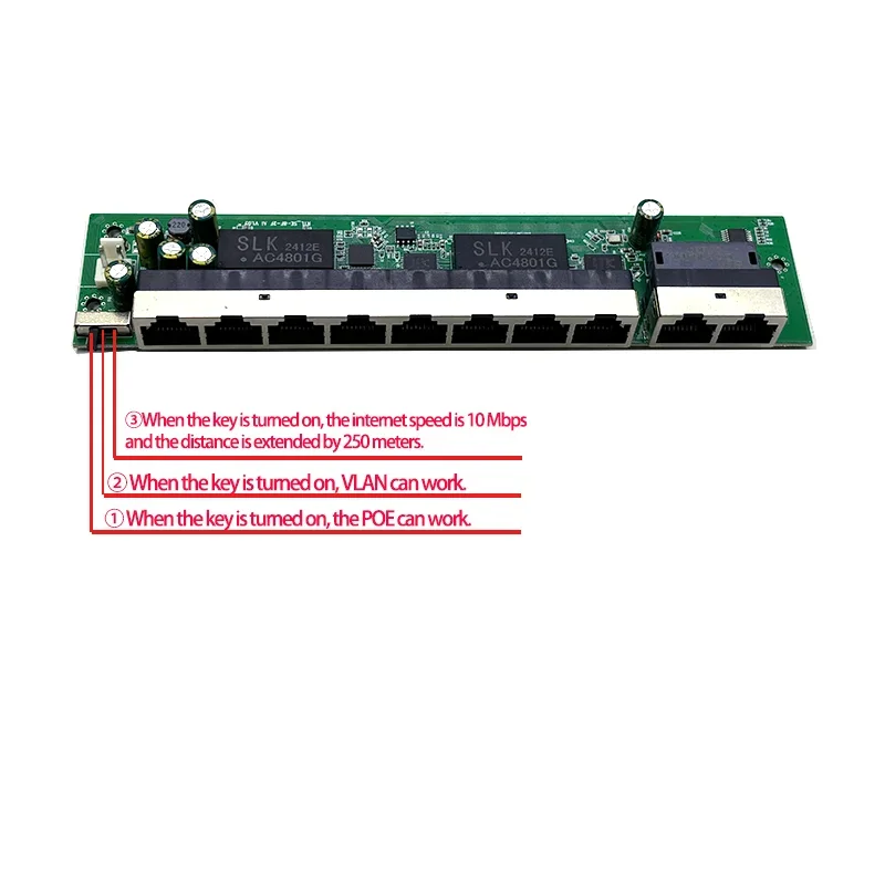 Standard protocol 802.3AF/AT 48V POE OUT/48V poe switch 100 mbps 8port POE with 2port uplink/NVR ; Watchdog function