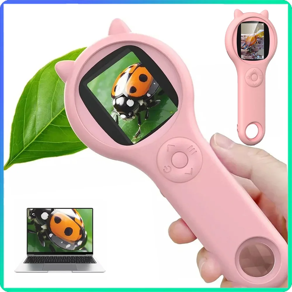 

500X Handheld Microscope With 8LED Light For Kids Digital Microscopes Science Experiment Toys Hand Held Microscope Kids Explorer