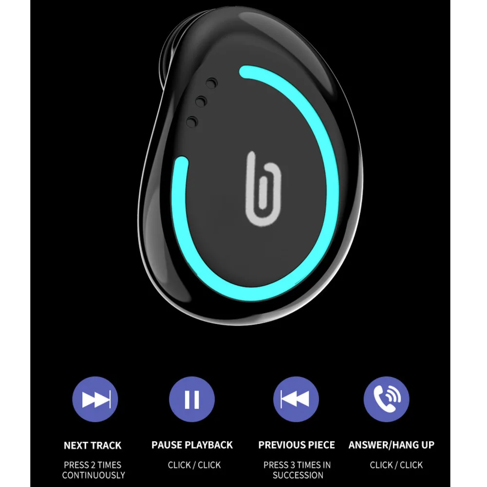 Compact and Portable Mini Single In-Ear Wireless Bluetooth Earphone With Charging Bin Running Sport Earbud IPX5 Waterproof