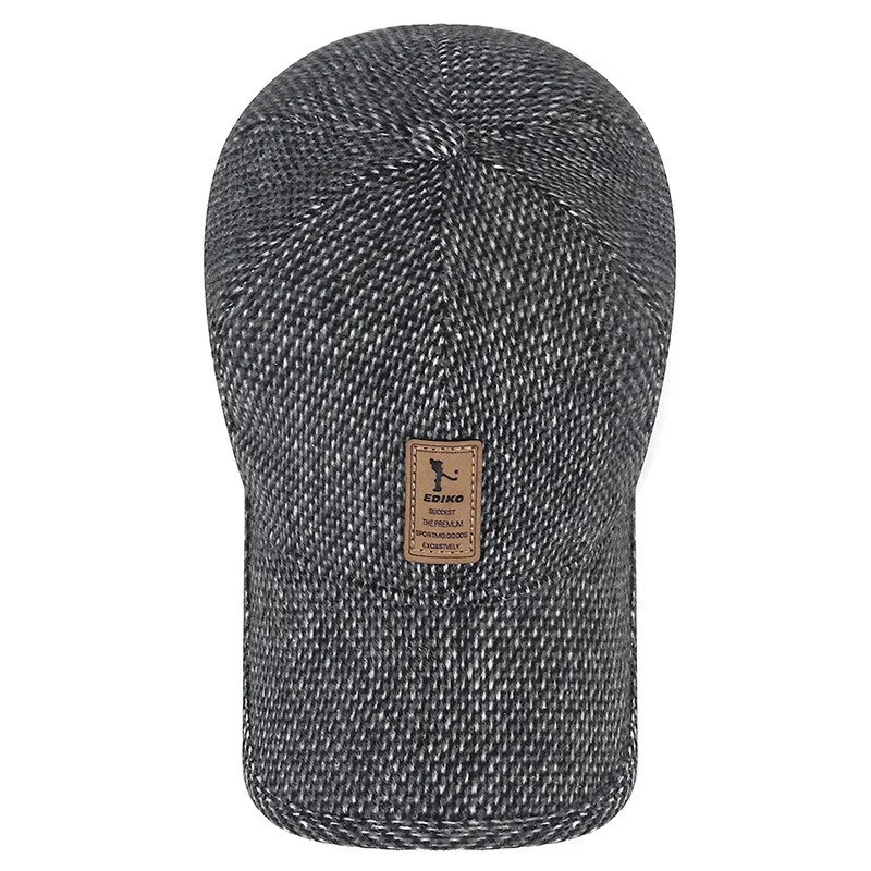 2 in 1 Baseball Cap Woolen Knitted Snapback Winter Ear Cover Baseball Cap Men Thicken Warm Hats with Earflaps Sport Golf Hats