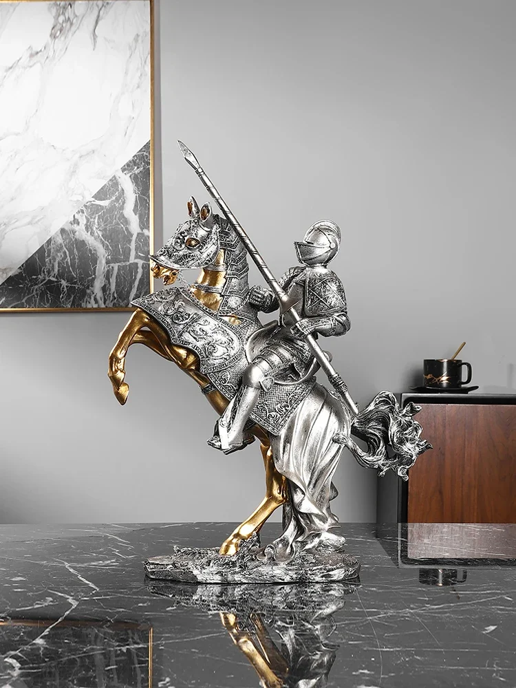 Figurine Creative Gun Knight Soldier Model Decoration Home Living Room Wine Cabinet TV Cabinet Office Desktop Decorations Gift