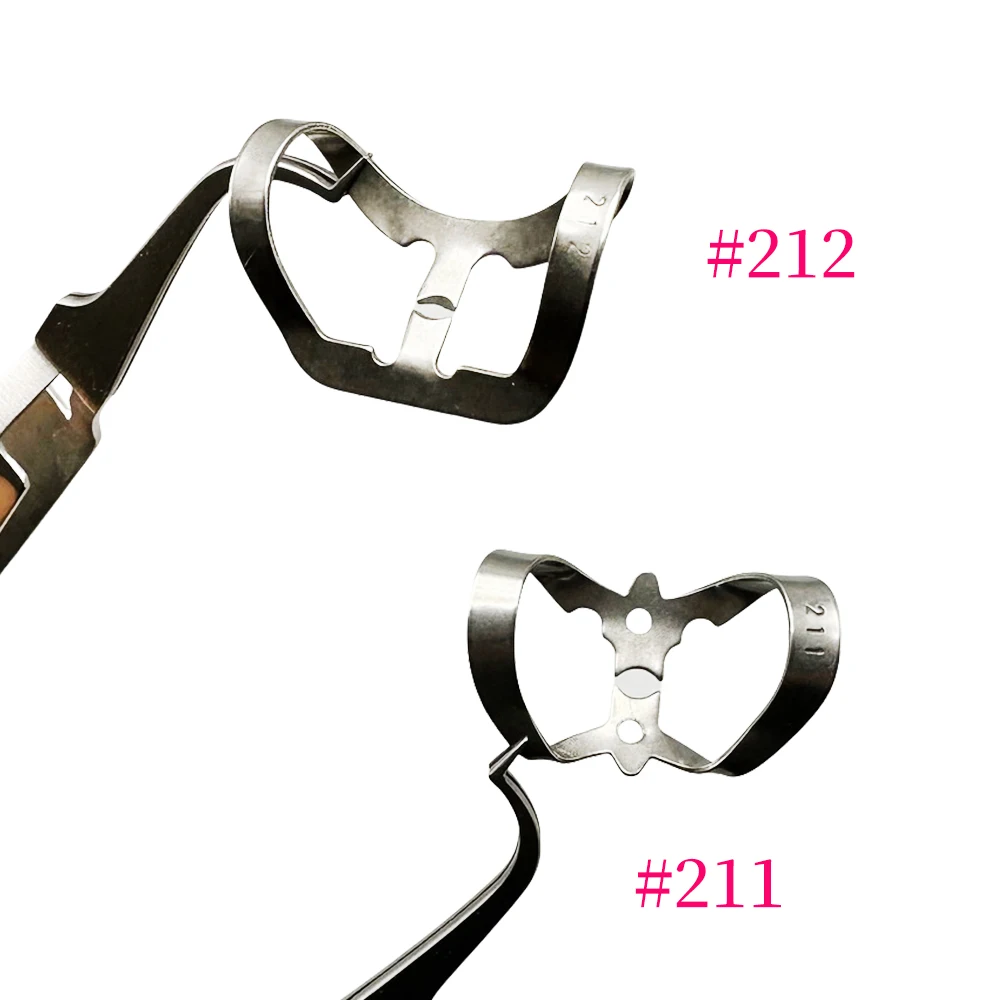 مشابك سد مطاطية اللبية للأسنان، مشابك حاجز ترميمية # 212/211 حامل إطار من الاستانلس ستيل أداة طب الأسنان المولي #1