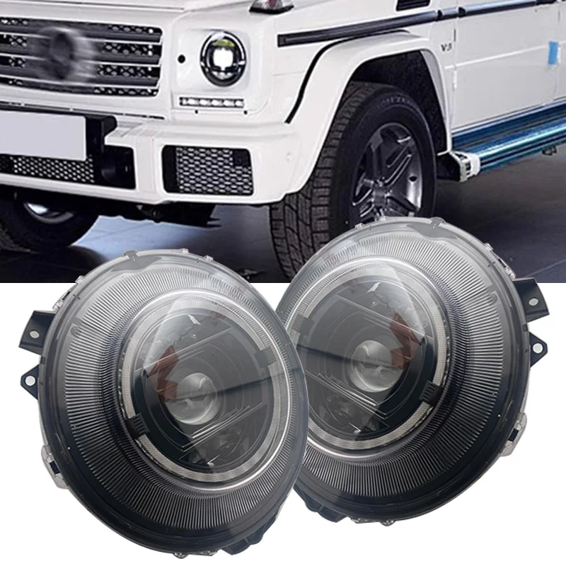 W464 Style Dynamic LED For Mercedes Benz G Class W463 G63 G550 G55 G500 Black Headlight Pair 2008-2018