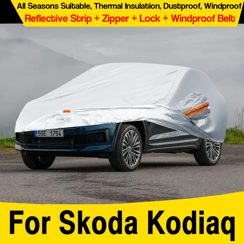 Full Car Cover For Skoda Kodiaq 2017-2026 Durable Auto Sun Rain Snow Ice Scratch Prevent Cover Windroof