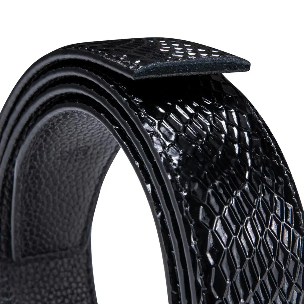 Automatic Buckles Mens Black Leather Belts Emboss Ratchet Strap Waistband Sliding Dress Jeans Belt for Men Wedding Business Gift