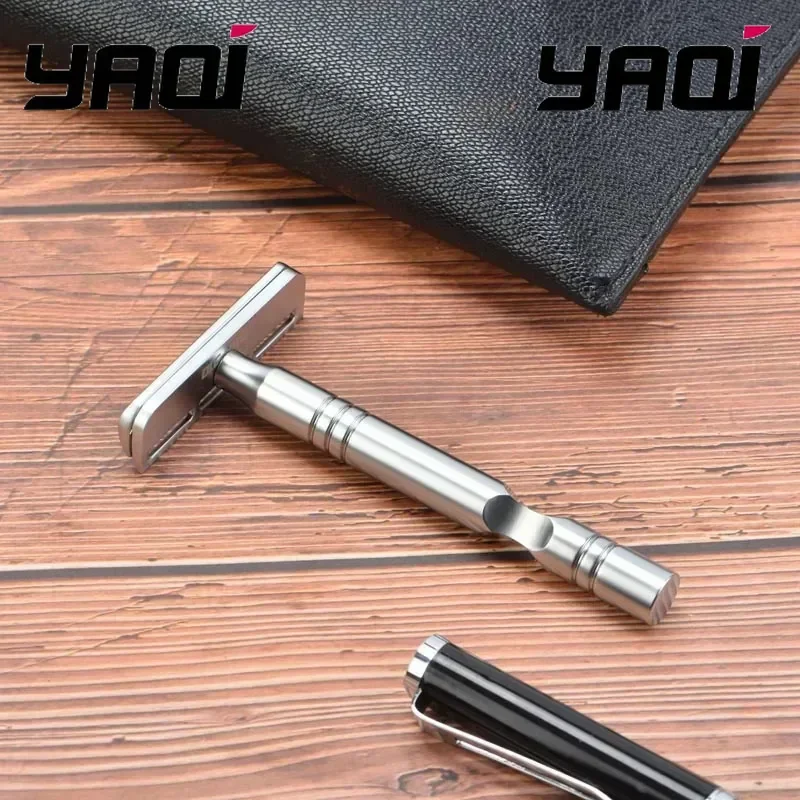 ماكينة حلاقة اللحية من YAQI بلون كروم غير لامع، شفرة تيار متردد Excalibur ذات حافة واحدة للرجال، ماكينة حلاقة آمنة #2