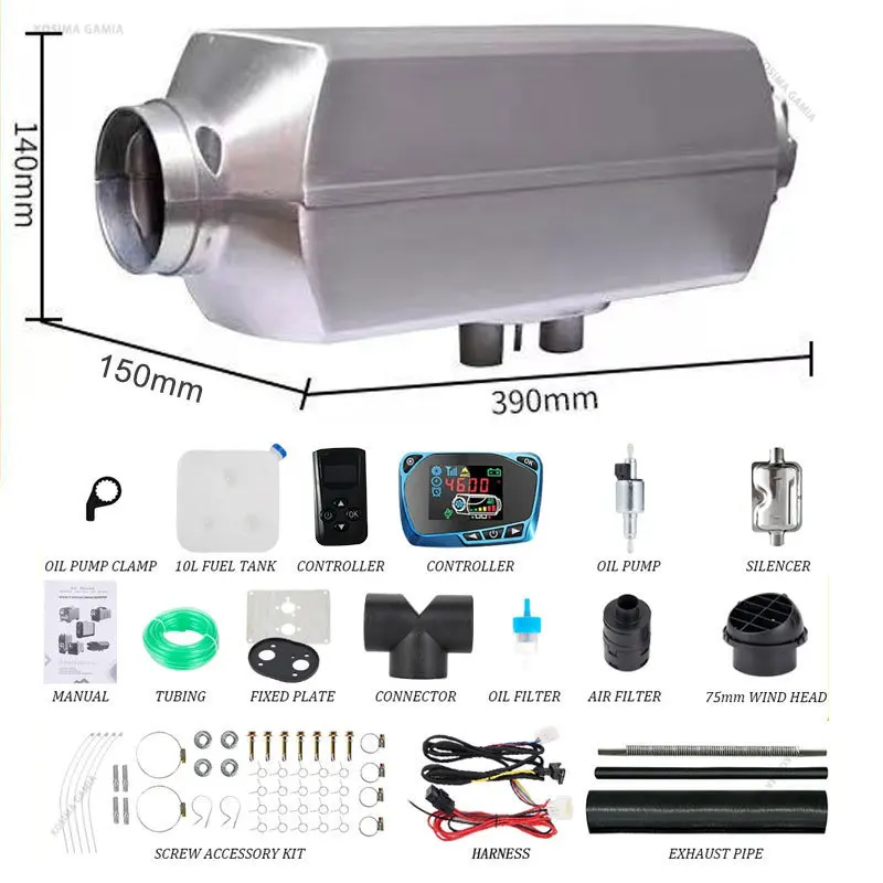 12V 24V Air Diesel Parking Heater 5KW Car Diesel Heater Low Noise for Truck RV Trailer Boat Heating Remote Control Air Heater