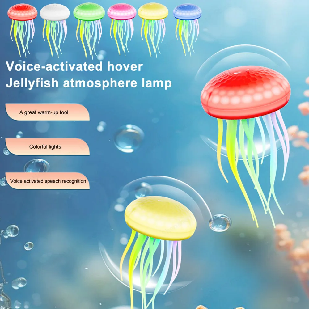 LED Jellyfish Pendant Light Cute Jellyfish Night Light Type-C Charging Bedside Lamp RGB Gradient Ambient Lamp Christmas Gifts