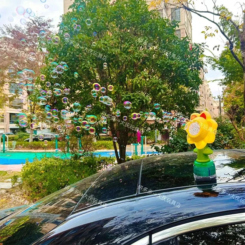 Hot sale Car mounted Colorful Bubble Machine Remote control car roof bubble machine Luminous Sunflower Bubble Car roof ornaments