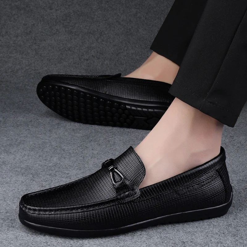 

Модная уличная брендовая дышащая противоскользящая повседневная обувь для вождения с круглым носком, мужские удобные туфли-бобы высокого качества на мягкой подошве