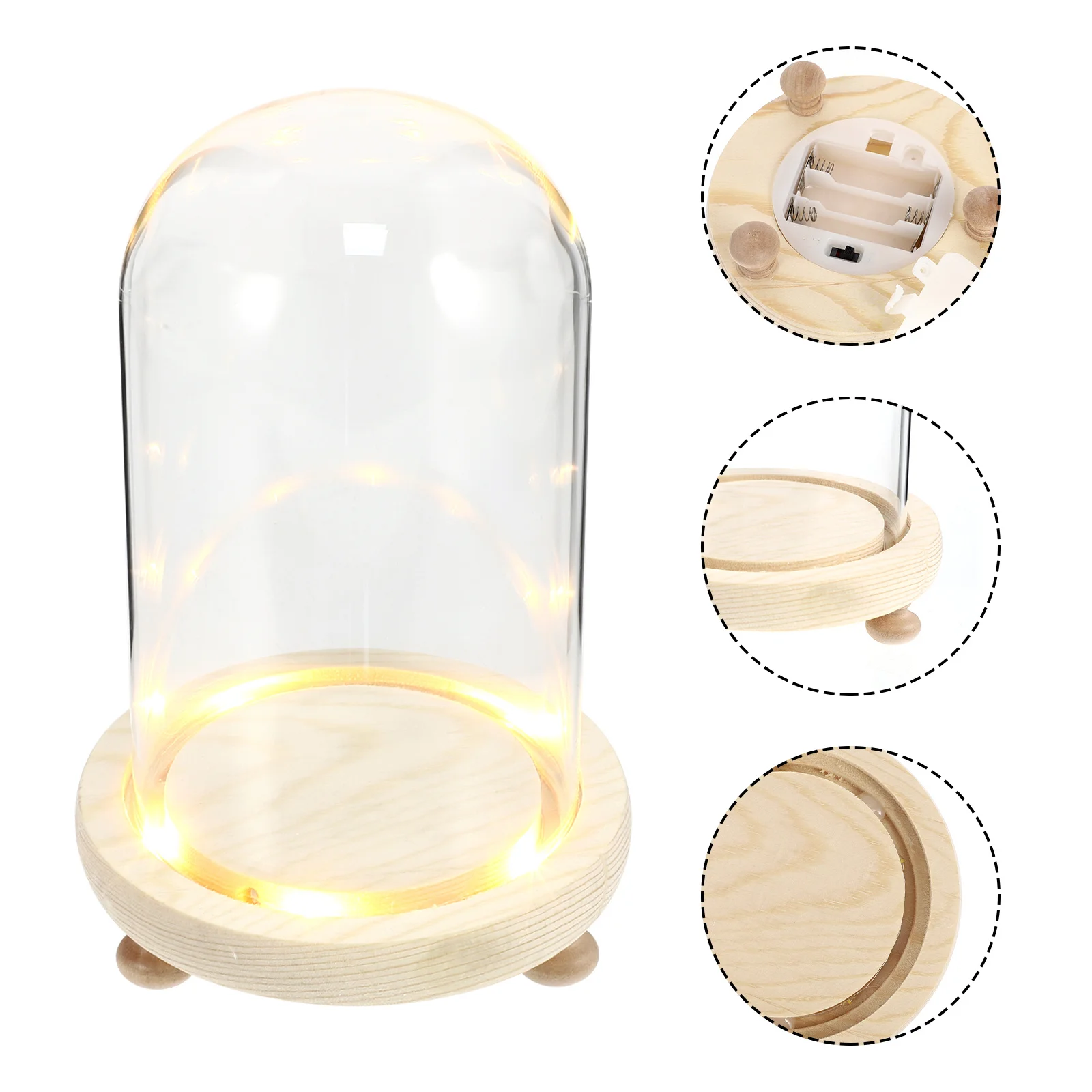 

1Set Creative Preserved Flower Glass Cover Exquisite Decor Flat Bottom Design Indoor Outdoor Scene Preserved Flower Cover