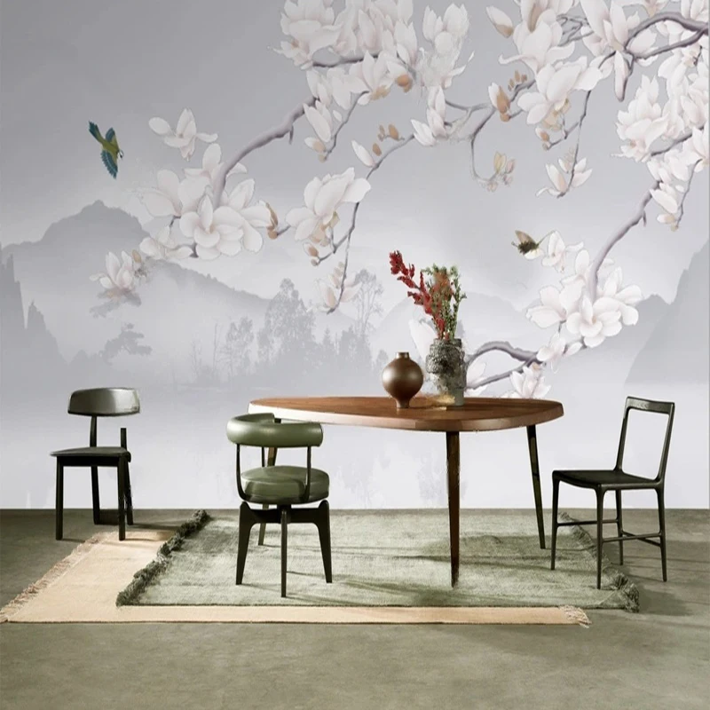 Customized New Chinese Style Flower Birds Pattern Wall Mural Wallpaper for Living Room Bedroom Background Wall Decoration