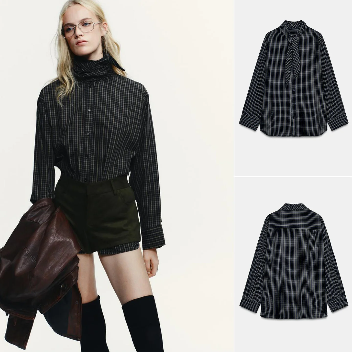 

Весенняя новинка: женская рубашка-поло с длинным рукавом, в клетку, с отложным воротником, на одной или нескольких пуговицах