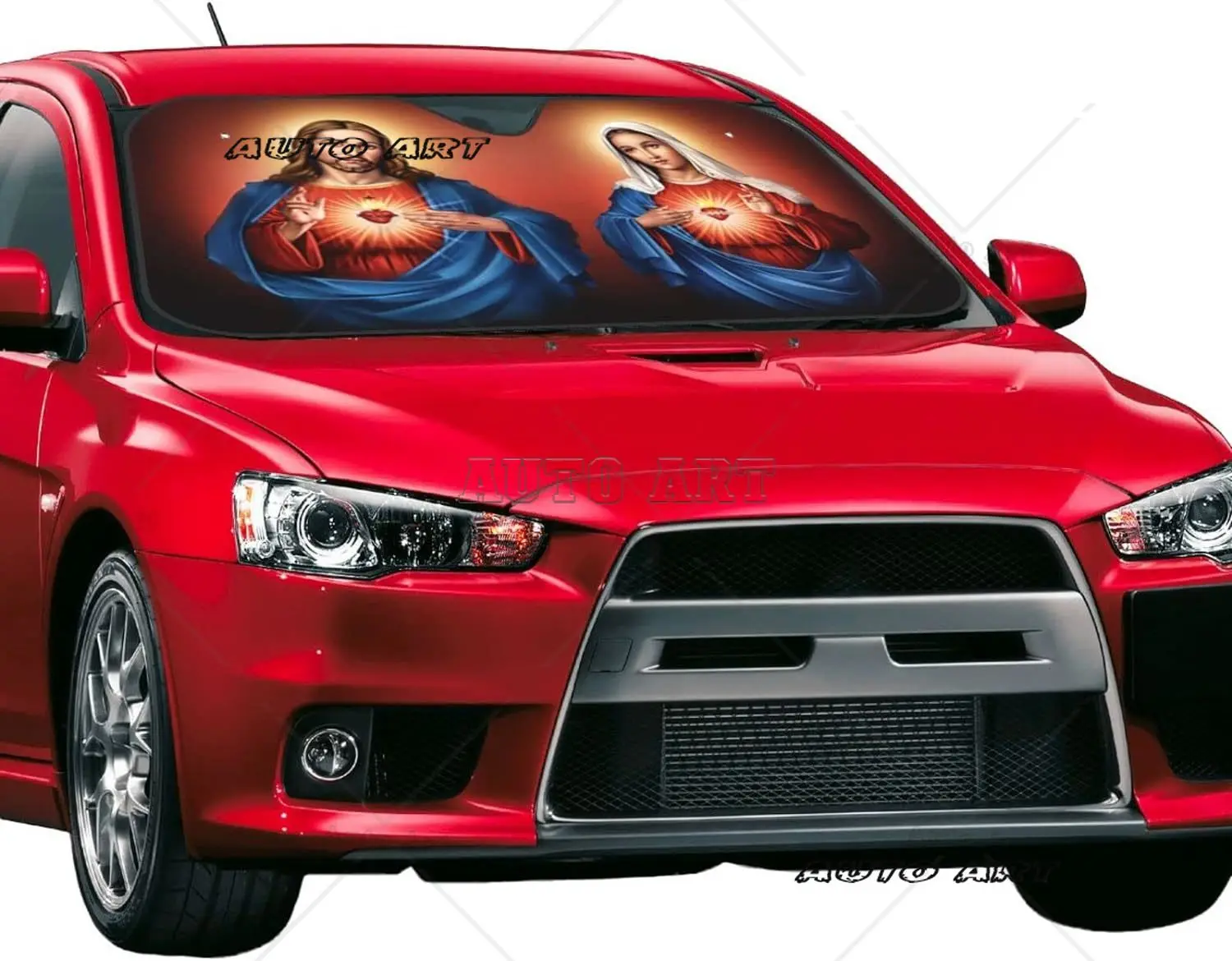 Sacred Heart of Jesus Immaculate Heart of Mary Windshield Sun Shade Blocks Uv Rays Car Windshield Sunshade