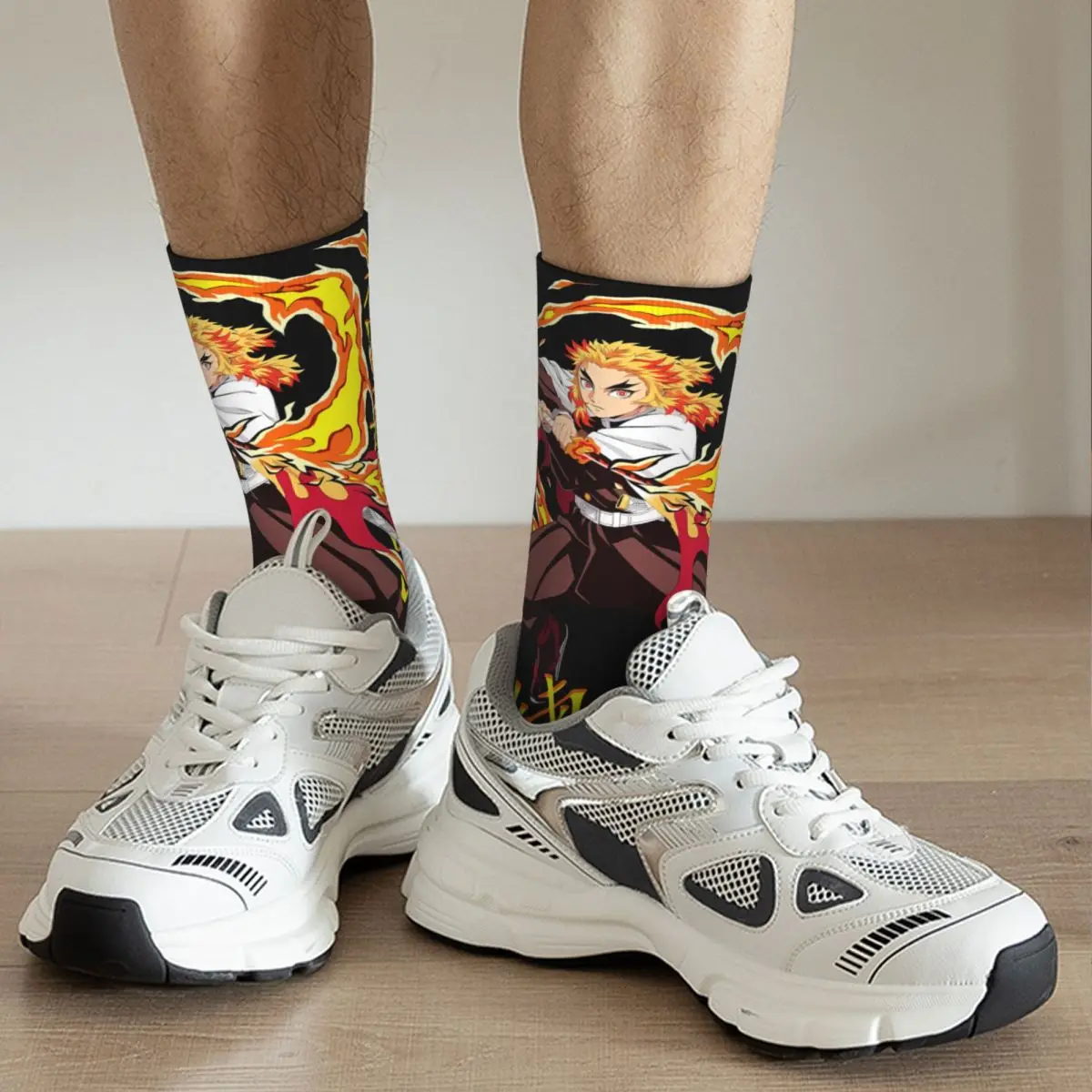 Anime Rengoku Kyoujurou DEMON SLAYER Men and Women printing Socks,lovely Applicable throughout the year Dressing Gift