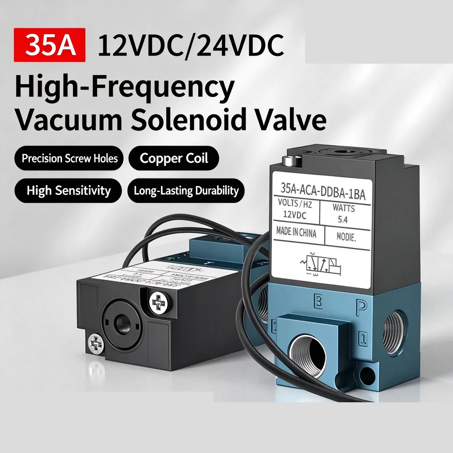 MAC 3-Port Electronic Boost Control Solenoid Valve 24V/12V 35A with 6mm Tube Fittings Brass Muffler for Automotive Performance