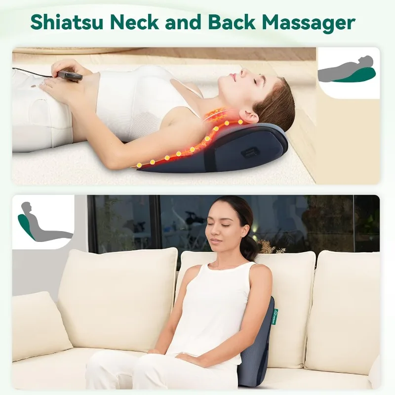 Shiatsu Neck Back Massager with Heat, Back Massager for Lower Back Pain, 3D Kneading Massage Pillow for Neck, Shoulders