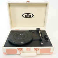 DB Vintage 3-Speed Bluetooth Portable Suitcase Record Player With Built-in Speakers | Upgraded Turntable Audio Sound