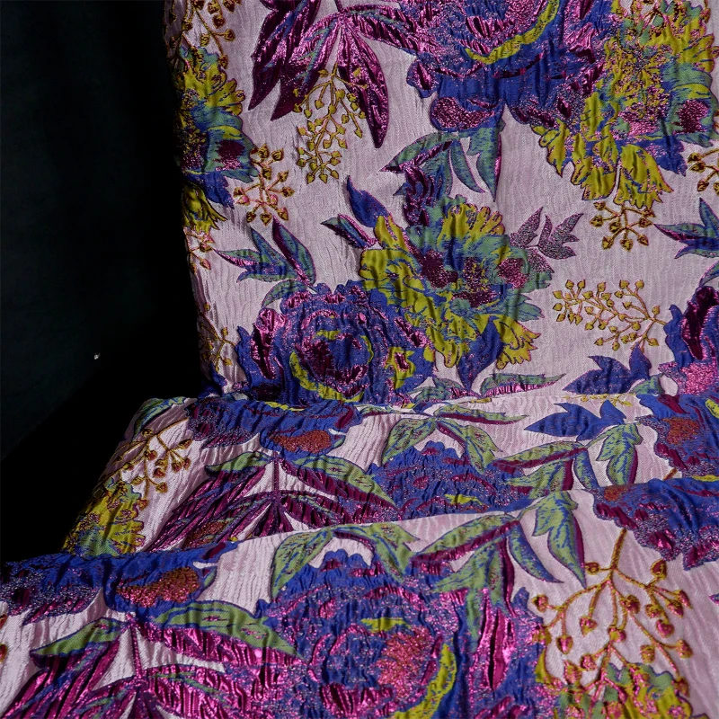Metal Wire Embossed Jacquard Fabric Suit Dress Clothing Creative Designer Cloth Fabrics for Sewing Material Per Meter