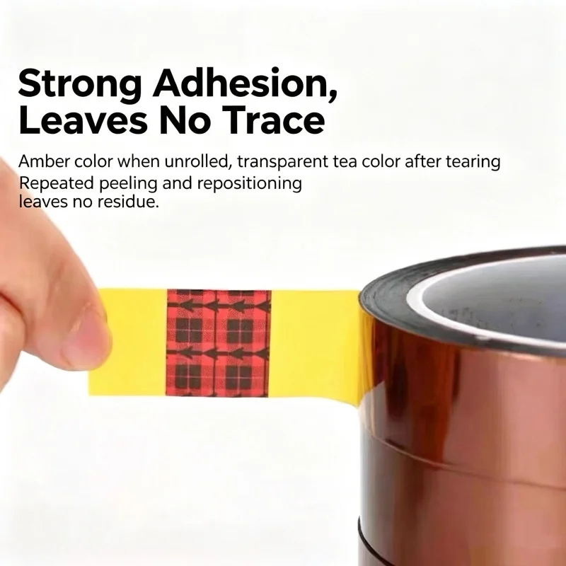 Kapton Double-Sided Tape, High Viscosity Traceless Insulation Adhesive Tape for High-Temp Solder Oven, PCB Solder Masking view 5