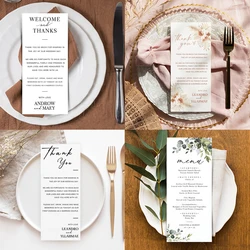 Personalized Wedding Menu Cards Customizable Thank You Invitation Cards For Bridal Shower Engagement Party Receptions Supplies