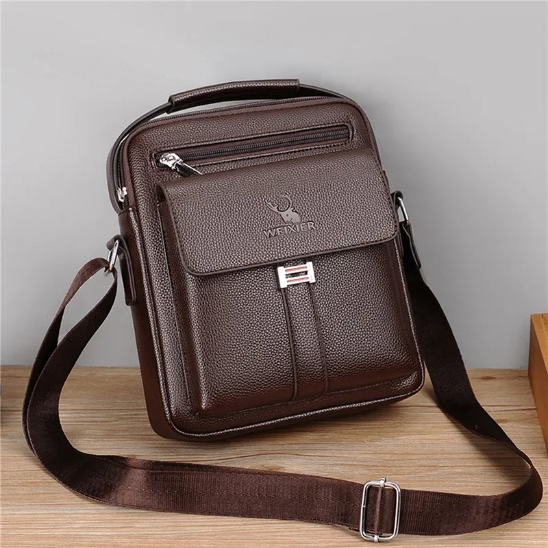 Men's Genuine Leather Crossbody Shoulder Bags High quality Tote Fashion Business Man Messenger Bag Leather Bags fanny pack image 2