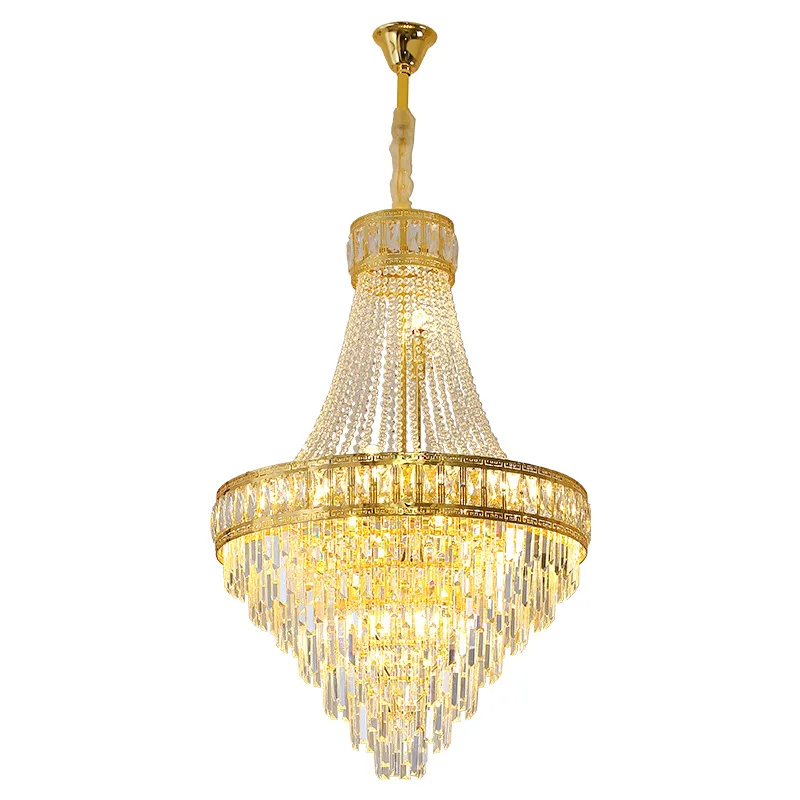 

Villa, duplex building, large chandelier, long chandelier, apartment, modern, simple, light luxury, crystal, empty