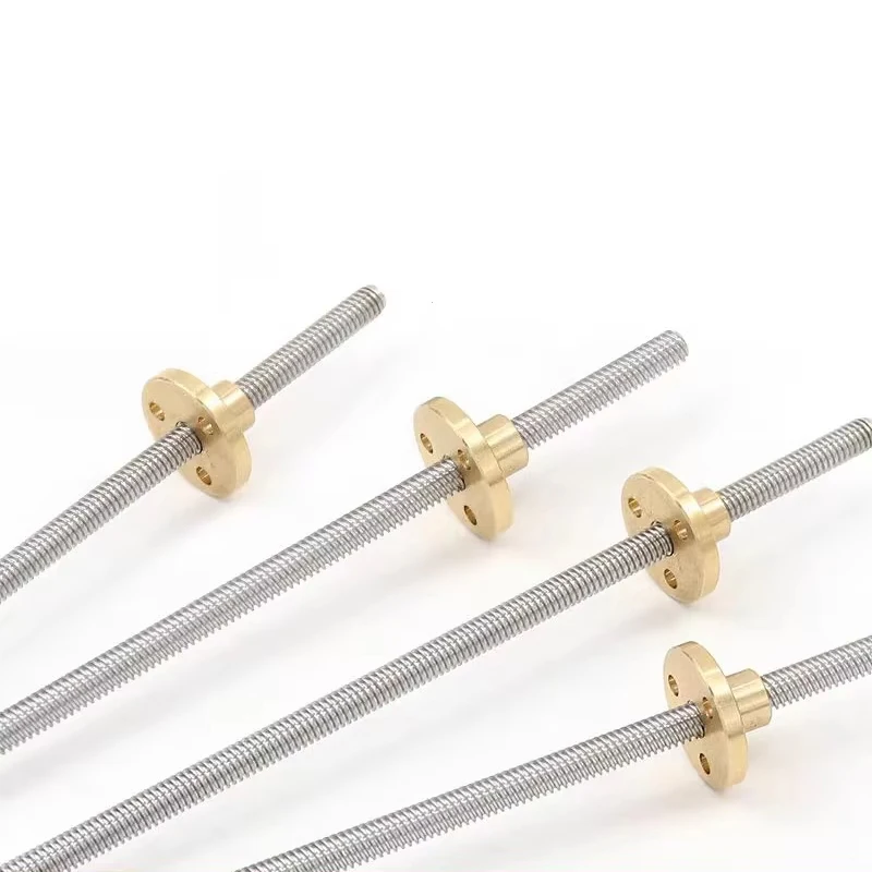 T5 Lead Screw 304 Stainless Steel Pitch 1mm Diameter 5mm Length 100/150/200/250/300/350/400/500/550mm Lead Screw With Brass Nut