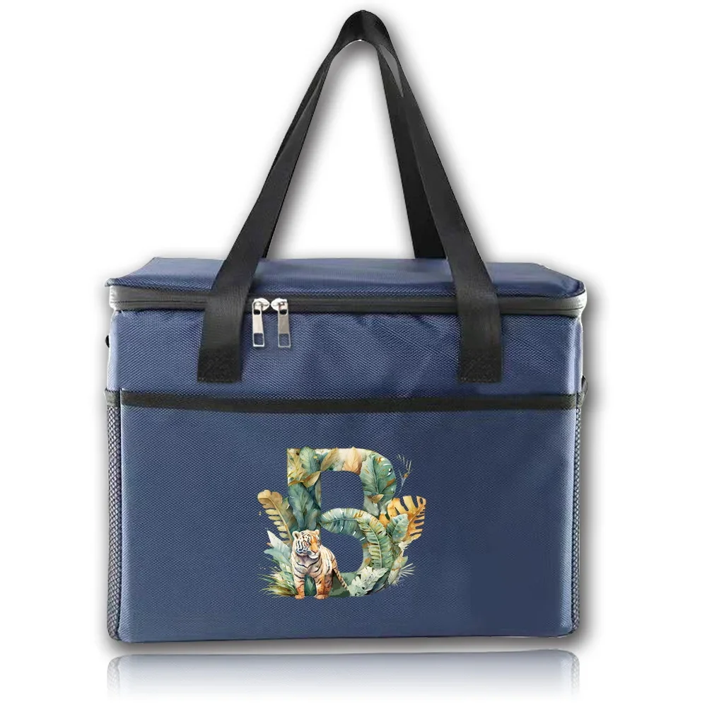 Lunch Bags Thermal Insulated Bag Storage Handbag Simplicity Food Tote for Unisex Organizer Boxes Jungle Tiger Letter Pattern