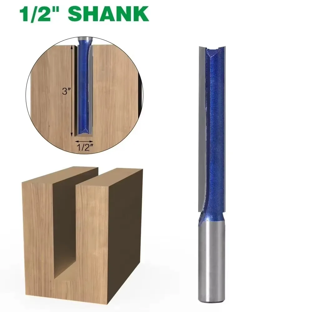 

1 шт., фреза с хвостовиком 1/2 дюйма, 12,7 мм, резьба по дереву, удлиненное лезвие 3 дюйма, диаметр резки 1/2 дюйма. Прямая фреза Деревообрабатывающий резак