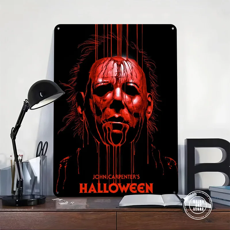 Halloween Movie Michael Myers Printing Poster Customized Retro Wall Art Vintage Metal Signs for Bedroom Decoration Gaming House