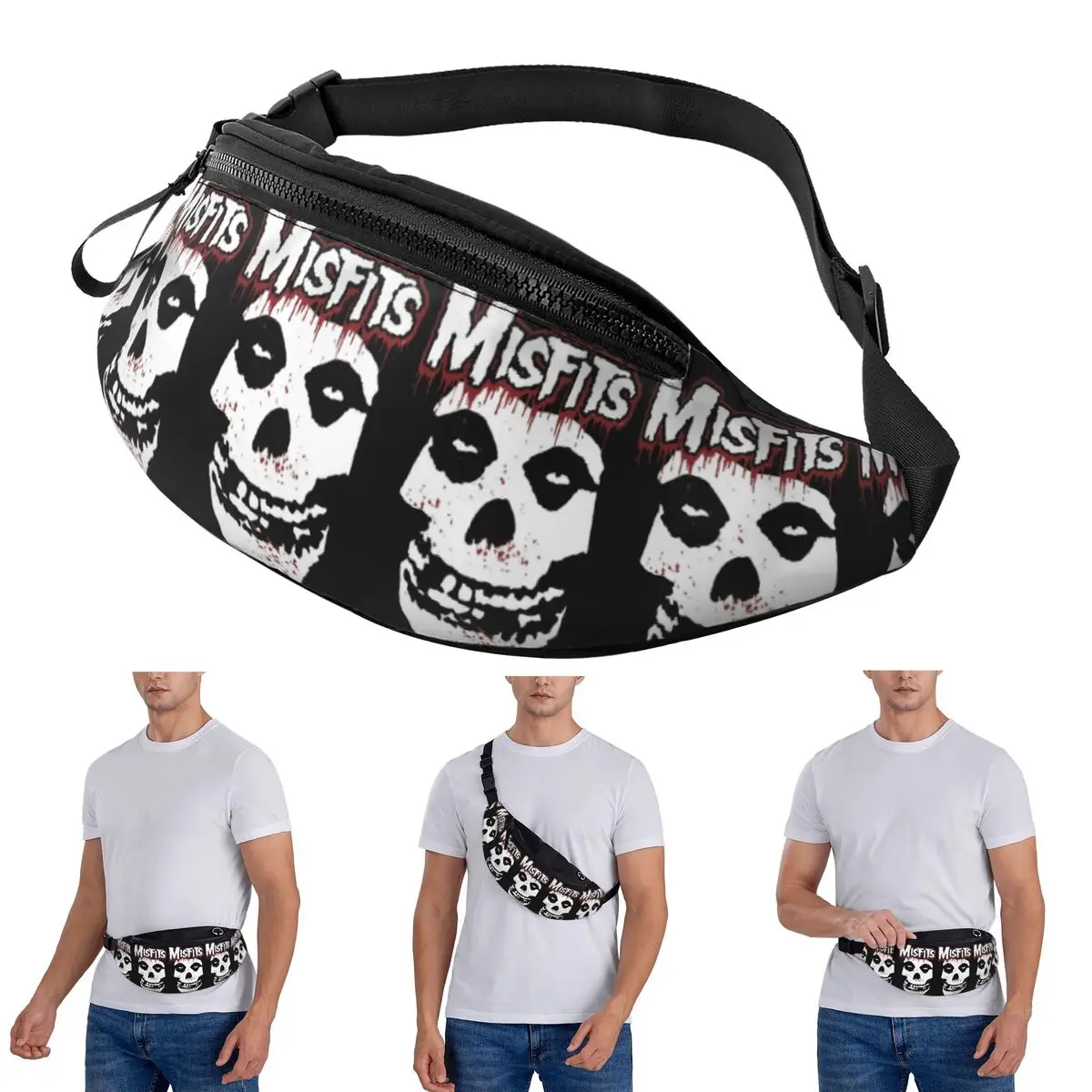 

Crossbody Waist Bag Misfits Skull Men Women Fanny Pack Travel Running Money Phone Pouch