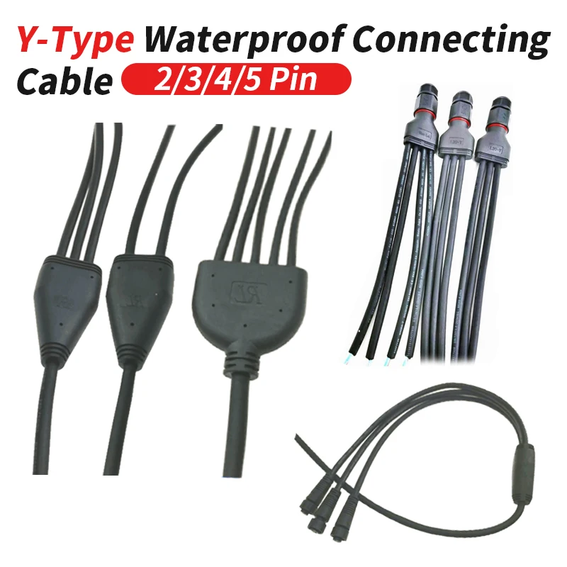 Outdoor 2 3 4 5Pin Y-type Connector Cable Splitter Waterproof  Aviation Plug Wire Y-Shaped 1 to 2/3/4/5/6/7 Connection Line
