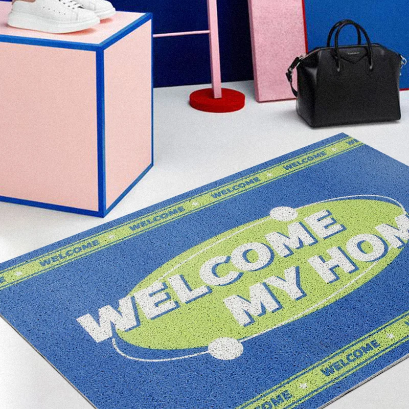 Welcome Home Doormat Living Room Bath Kitchen Bedroom Carpet PVC Anti-slip Custom Entrance Door Mat Dustproof Silk Loop Carpet