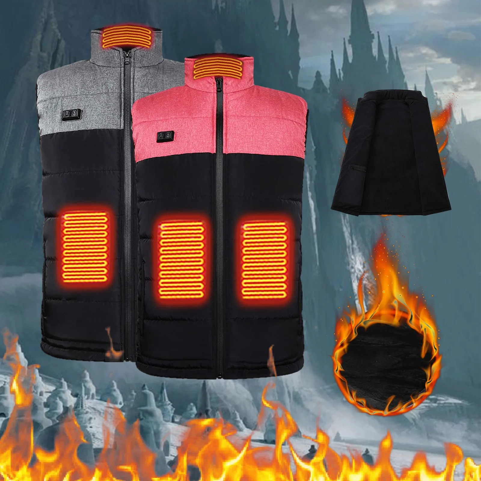 Mens Fall And Winter Dual Control 9 Heating Suit Thermostatic Electric Heating Vest Heating Jacket Undershirt