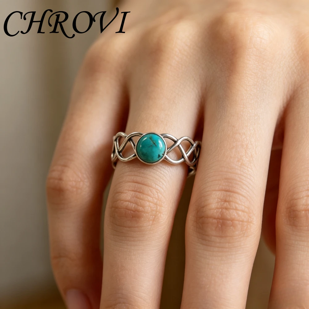 925 pure silver exquisite new twisted rope greenstone ring - women's European-style creative hand jewelry