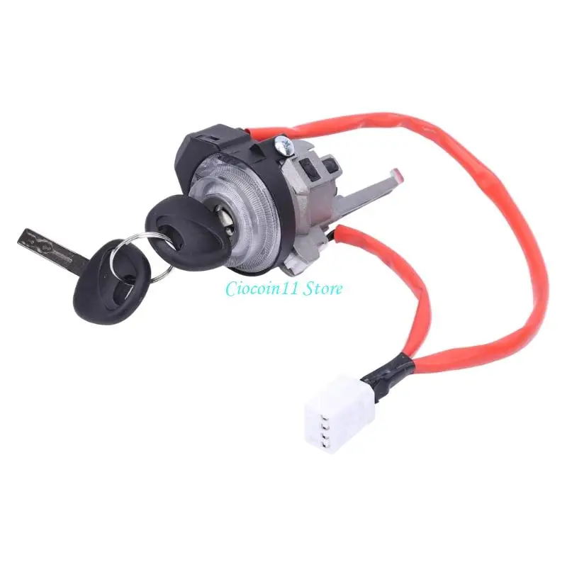 Y1UB Automotive Ignition Lock Cylinder Assembly with 4-Pin Wiring Connection for 2017-2021 Vehicles, Die-Cast Metal Part for